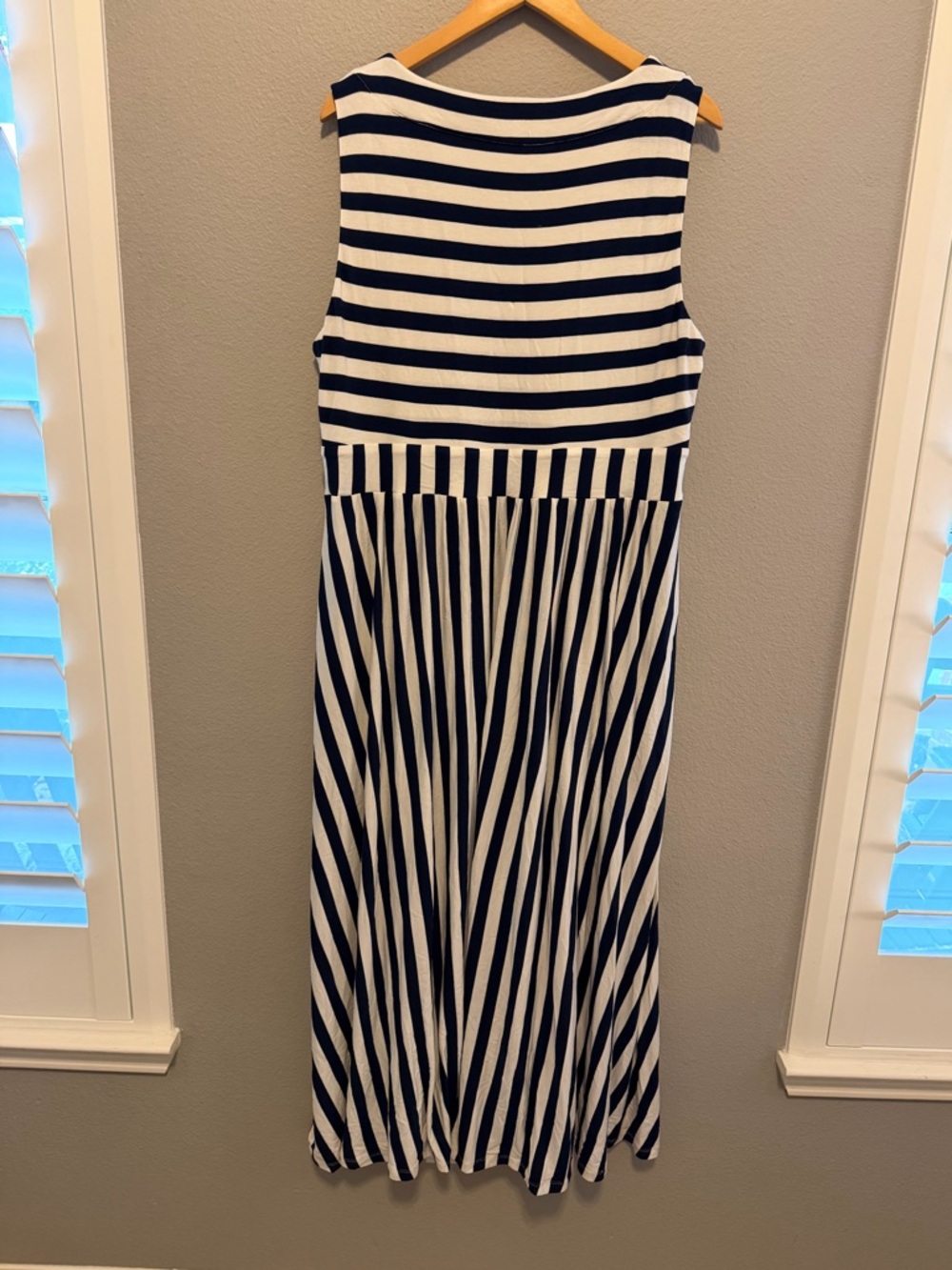 Boden Olympia Jersey Maxi Dress Navy White 16-18R - Picture 9 of 10